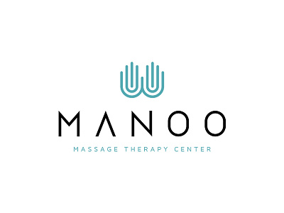 Manoo Logo blue branding fingers hand hands line logo manual massage simple stroke