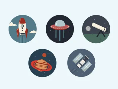 Space Icons icons jet planet rocket satellite saturn ship space stars telescope ufo