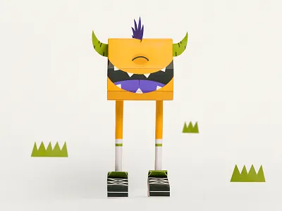 Monsters in my belly 5 art grass monsters monstros neymar paper papercraft purple soccer toy yellow