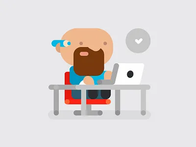 Designer At Work V2 apple art beard computer creative design designer notebook pencil style work