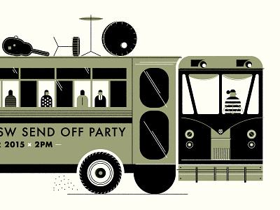 Magical Musical Bus Rides clean design icon illustration lines minimal modern print screenprint simple texture wip