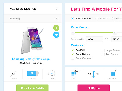 Compare Product System compare ui elements