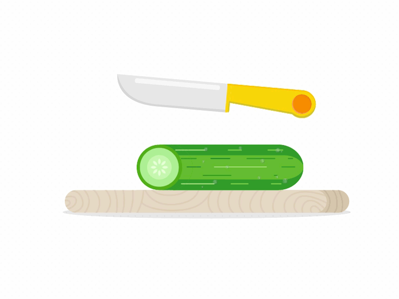 Time slicing 2d cucumber gif knife sliced