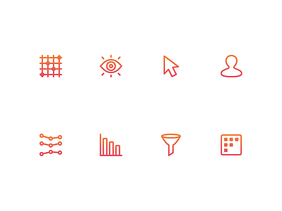 Icons analytics branding data focus lab graphs icons illustration