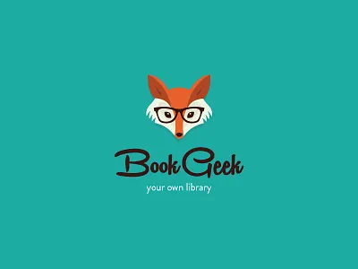 Book Geek book cute fox geek glasses illustration library logo orange reads smart turqoise