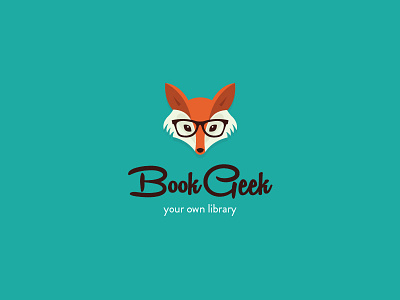 Book Geek book cute fox geek glasses illustration library logo orange reads smart turqoise