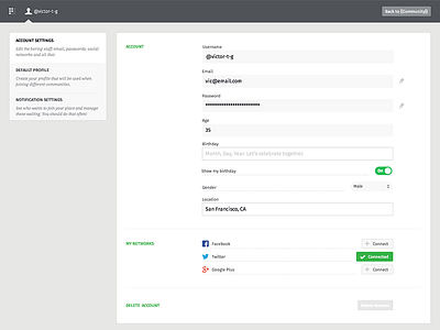 Backplane Account Settings