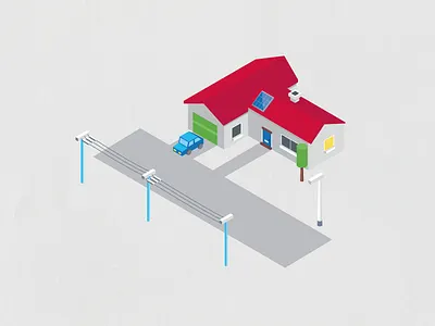 Isometric car house illustration isometric road tree