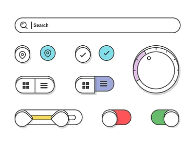 Controls III checkbox color controls dropdown flat illustrator on off range search shadow switch ui
