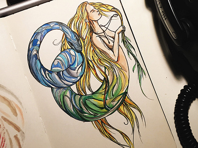 Drawing #35 (Sahmaran) copic drawing illustration rotring sahmaran