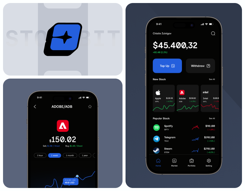 Stockbit - UI Challenge 2022 app design exploration ios mobile saham stockbit trading typography ui uiux userinterface ux