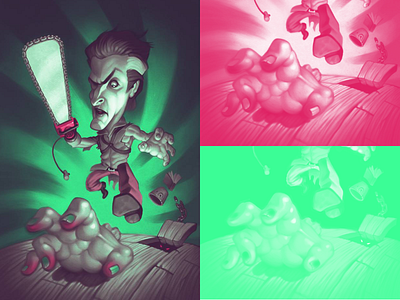 Evil Dead Duotone color separation digital painting duotone spot color