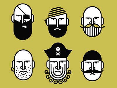 Pirate Icons beard eye patch faces icons mustache pirate