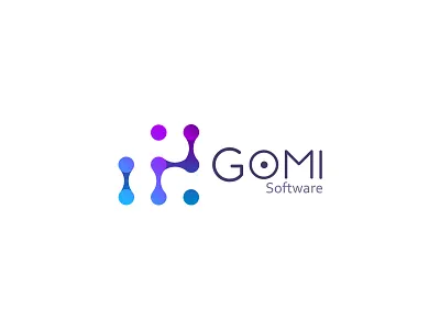 Gomi Software Logo branding dots fluid gradient identity innovation logo software startup