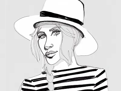 Girl in Stripes eyes fashion fashion sketch girl illustration lines loreal paris pen pen and ink shampoo ad sketch stripes