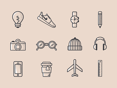 Personal Icon Set icons identity illustration line icons nike personal travel