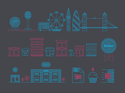 Xerocon Illustrations buildings city icon illustration line skyline vector