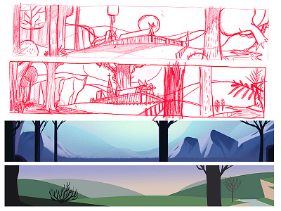 Style Study bg color disney eyvind earle illustration landscape sketches