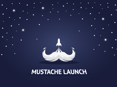 Mustache Launch astronaut concept creative fly launch logo minimal mustache rocket space stars technology