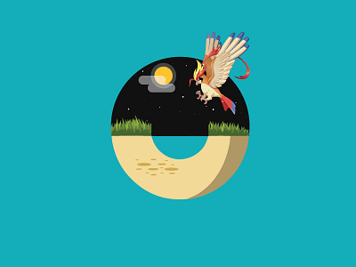 mega pidgeot art blue design dribbble flat graphicdesign icon illustration illustrator night pokemon vector