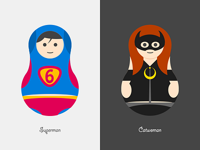 Superman&Catwoman catwoman matryoshka superman