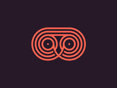 Hypnoteyes animal bird eye hoot hypnotize line logo loop orange owl purple stripe