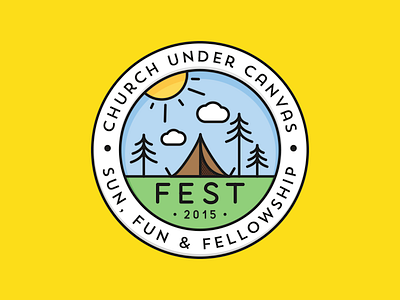 Fest 2015 Badge badge camping forest mono outdoor stroke tent typography