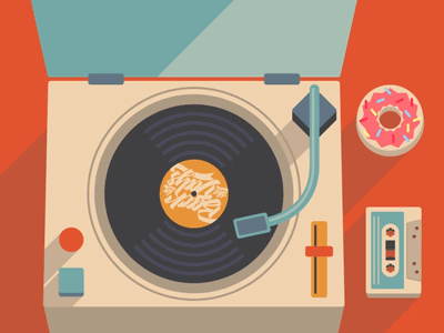 Turntable loop adidas animation character flat flatdesign gif hiphop loop music oldschool scratch turntable