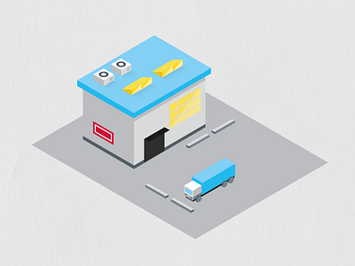 More isometric building illustration isometric lorry