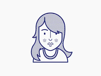 Girl character dots face girl icon illustration lines portrait vector