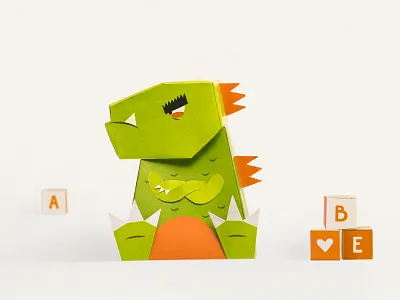 Monsters in my belly 6 art dinosaur green jealousy monsters monstros orange paper papercraft relampago spike toy