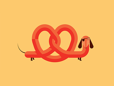 Pretzel Dog animal cute dachsund dog fun vector