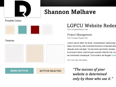 Portfolio Site Style Tile portfolio style tile web design