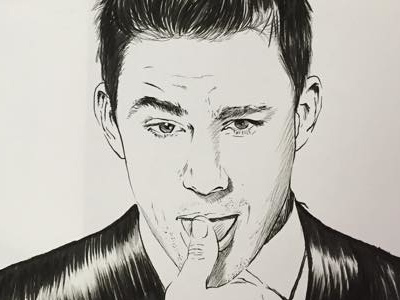 channing tatum ink brush and ink celebrity channing drawing hand drawn illustration ink paper pen pen and ink tatum