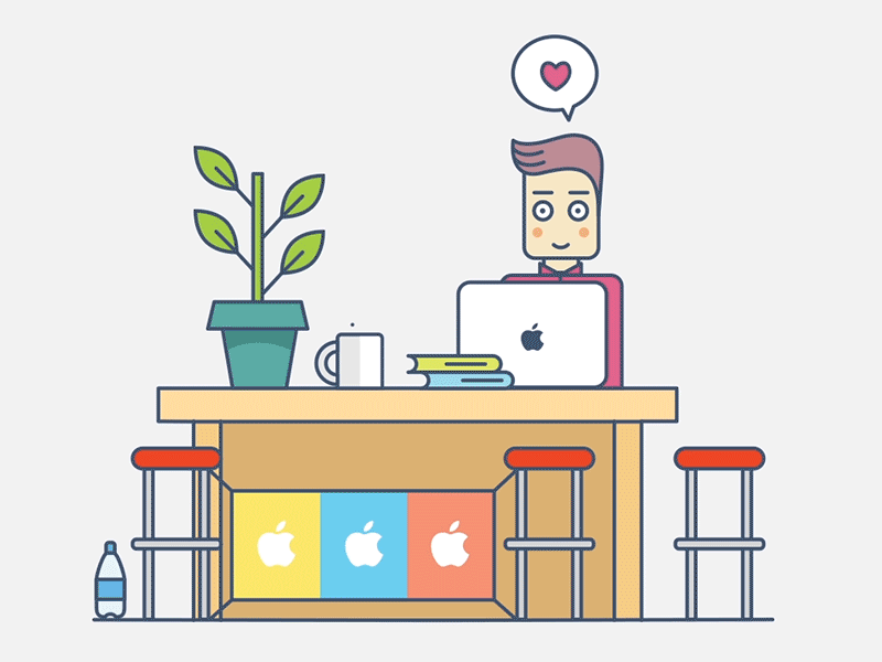 Apple Fanboy Animation animation apple artwork fanboy flat illustration love vector