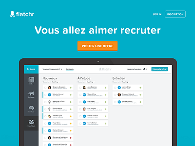 Landing page - flatchr.io blue design flatchr hire landing mac minimal recruit screen ui ux website