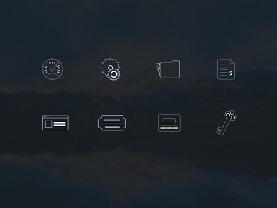 Create The Bridge Web App Navigation Icons blue cms dashboard invoices issues lineart logout profile projects settings ticket we app