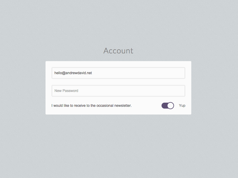 Account Management account animation checkbox clean css settings simplistic switch ui