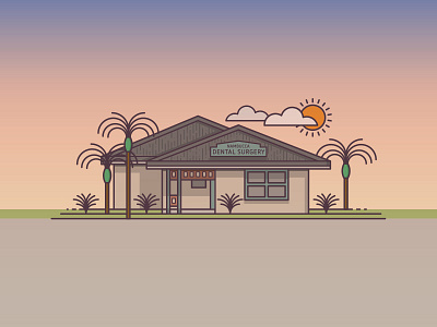 Nambucca Surgery Illustration dental house illustration monoweight palm tree sun