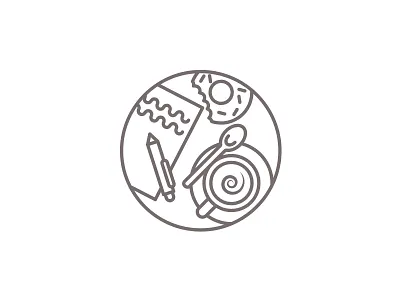 coffee clean coffee donut icon logo paper pen