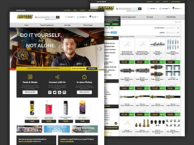 Bennett Auto Supply Website homepage search results ui web