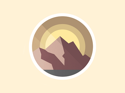 Lake Mountain Moonrise badge icon illustration lake logo moon mountain sunset vector