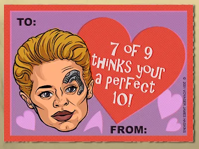 Seven of Valentine 7 of 9 card love nerd sci fi space star trek sweet valentine valentines valentines day voyager