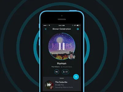Music Player - Qup design ios material design music now playing party player playlist queue songs ui ux