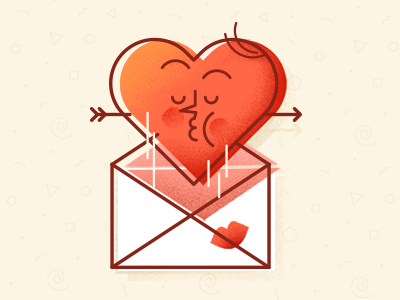 you've got mail! arrow cheek heart kiss letter love mail red romance valentines