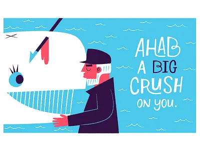 2015 Valentine's Cards! ahab card e card illustration love melville moby dick valentine valentines day