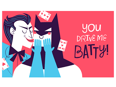 2015 Valentine's Cards! batman batty card comic books dc e card illustration joker love valentine valentines day