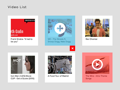 Video List design grid interface list ui user video web