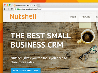 Nutshell web design crm hero home page landing page nutshell