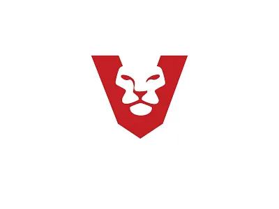 V Lion lion logo red shield v